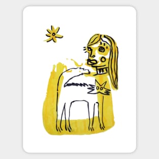 woman cat Sticker